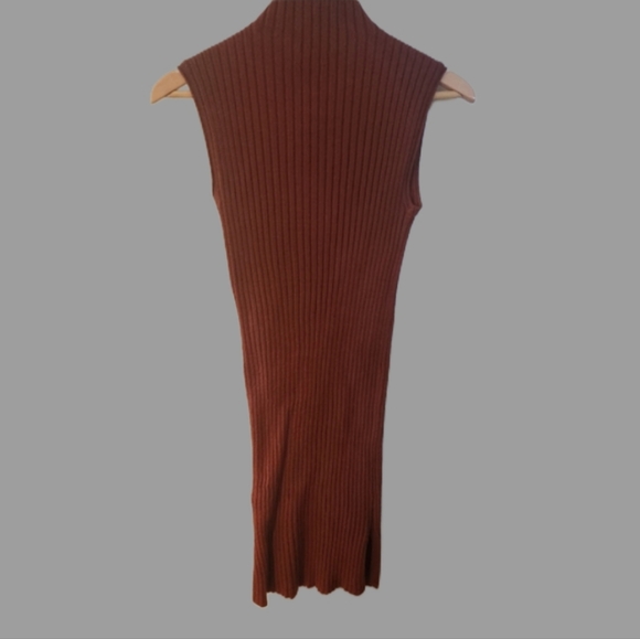 Rust Sleeveless Ribbed Knit Dress S/p - Picture 2 of 4